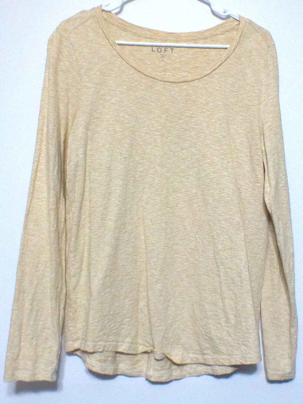 LOFT Women's Long Sleeve Top Yellow 100% Cotton Size Large